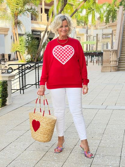 Gingham Heart Luxe Pullover