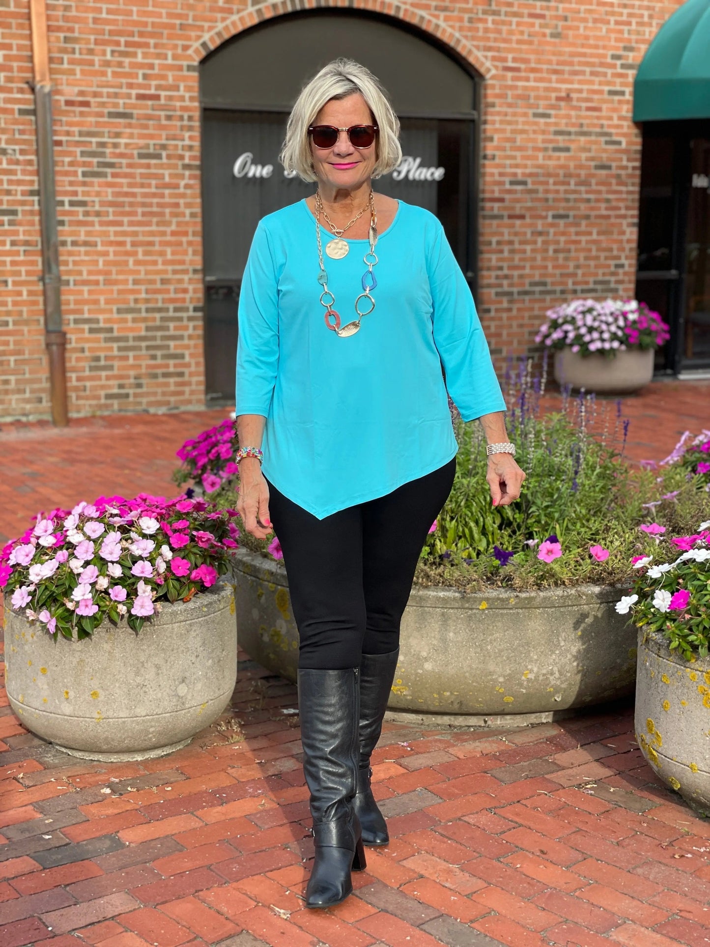 LULU-B AQUA ASYMMETRIC TOP