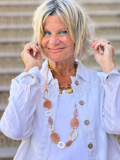 Embroidered Linen Blend Jacket