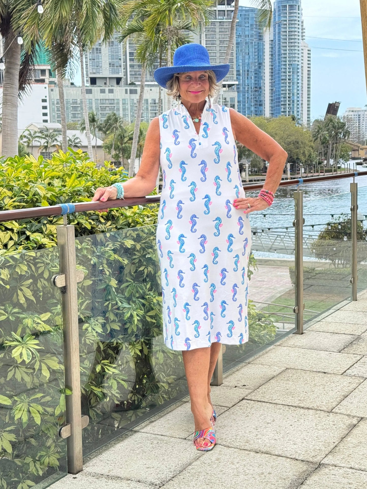 LULU B SHORELINE CHARM MIDI SLEEVELESS 1/4 ZIP MAXI DRESS