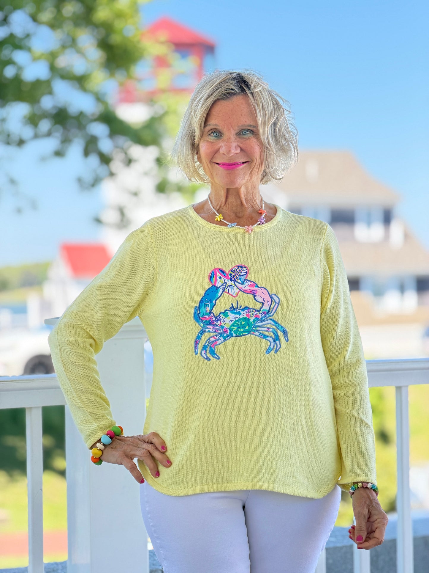 BEACH CLUB YELLOW CRAB SWEATER