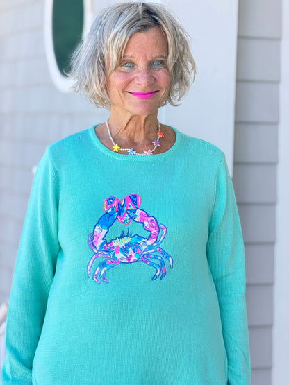 BEACH CLUB SEAFOAM CRAB SWEATER