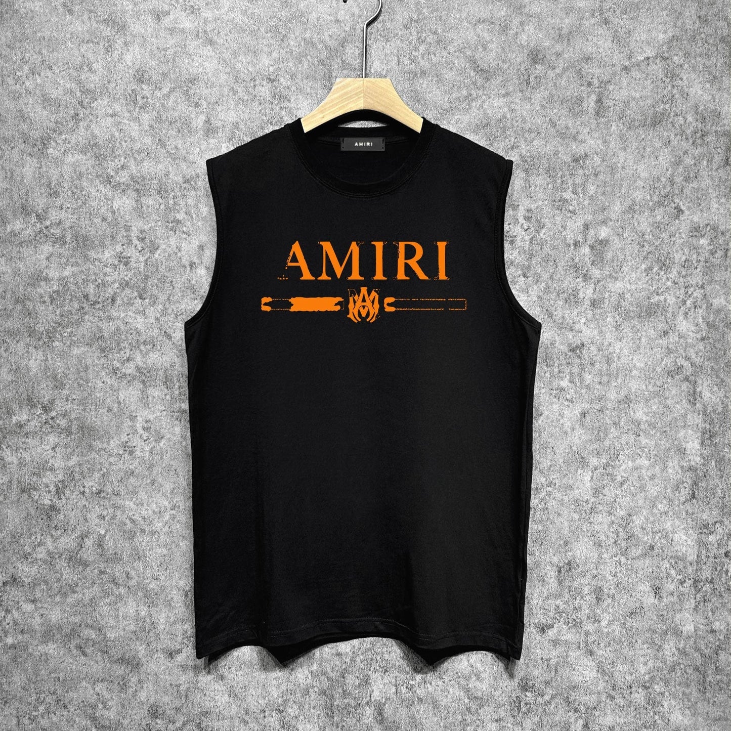 Amiri tank top with damaged letter horizontal stripesprinting
