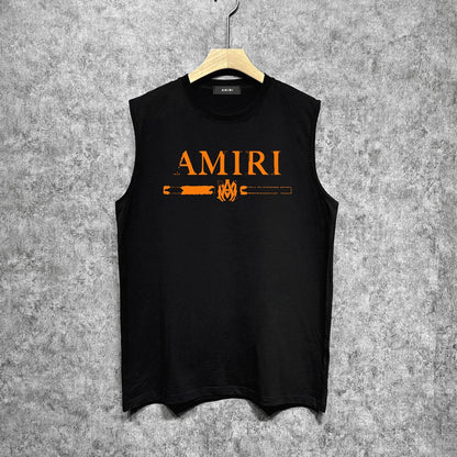 Amiri tank top with damaged letter horizontal stripesprinting