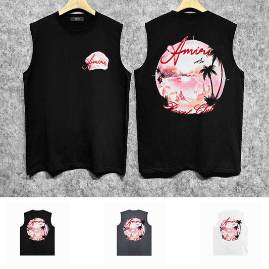 Amiri tank top pink beach print