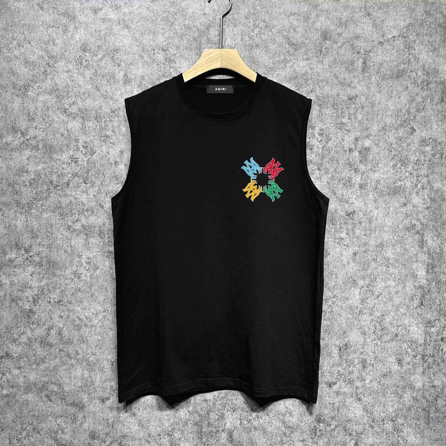 Amiri tank top color block simple logo set printing