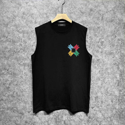 Amiri tank top color block simple logo set printing