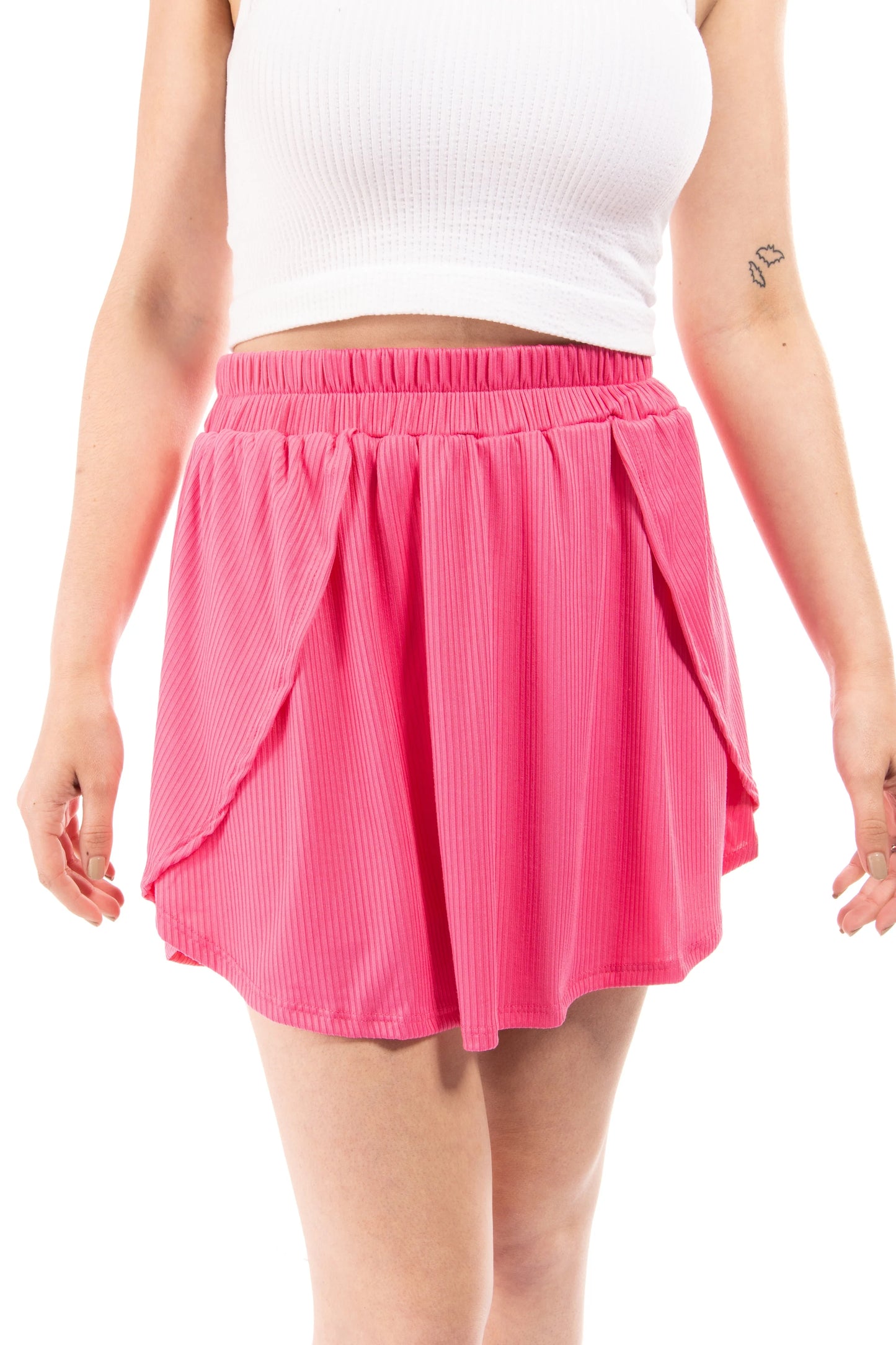 Be With You Everywhere Women's High Waist Ribbed Knit Skort