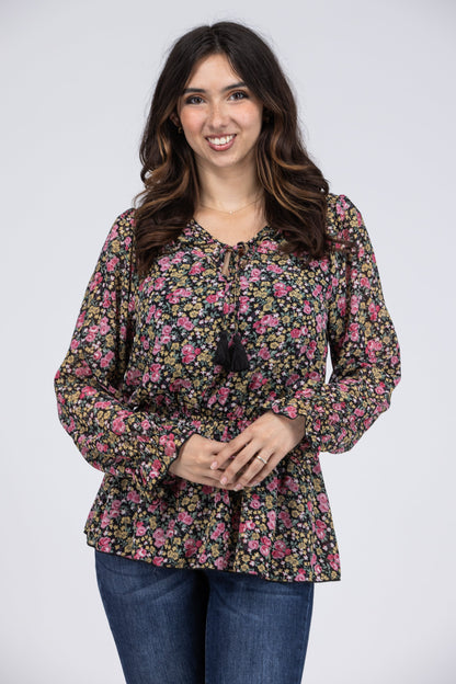 Talk To Me Women's Flare Ruffle Long Sleeve Top