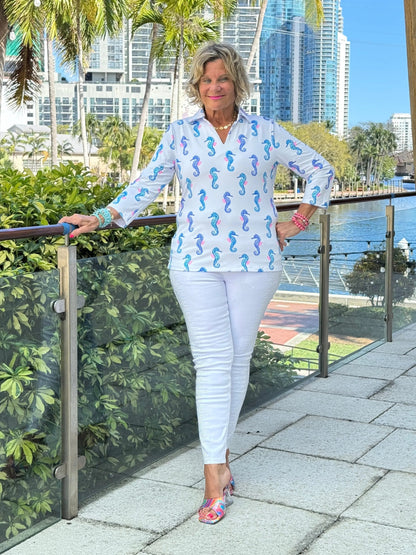 LULU B SHORELINE CHARM ZIPPER TOP