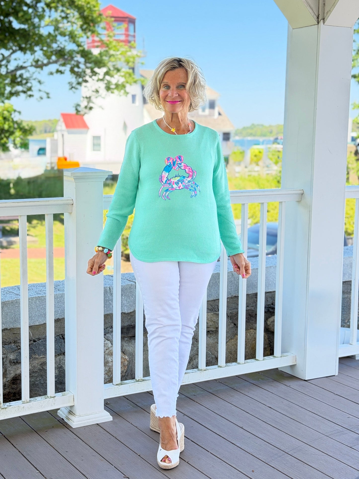 BEACH CLUB SEAFOAM CRAB SWEATER