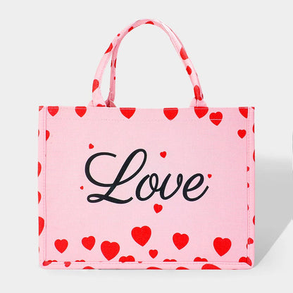 LOVE Message Heart Printed Tote Bag