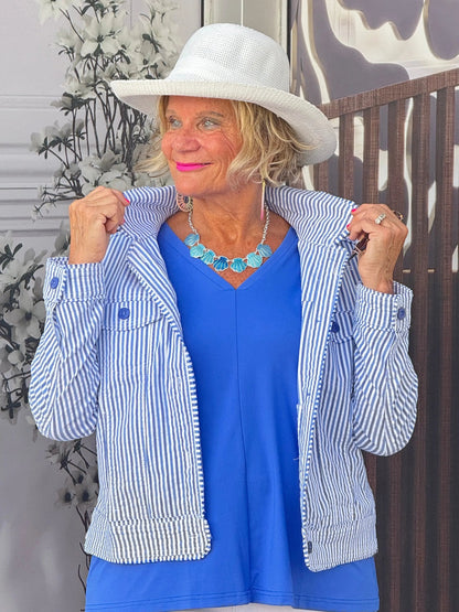 LULU B  BLU SEERSUCKER  JACKET