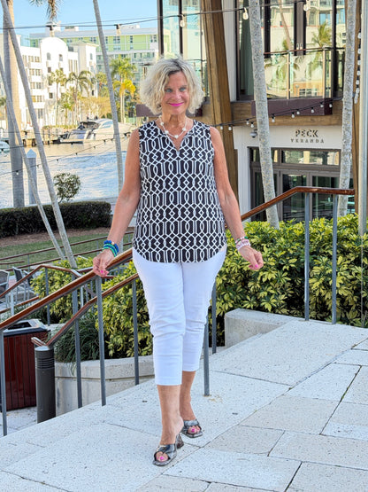LULU B MIDNIGHT TRELLIS NOTCH TANK