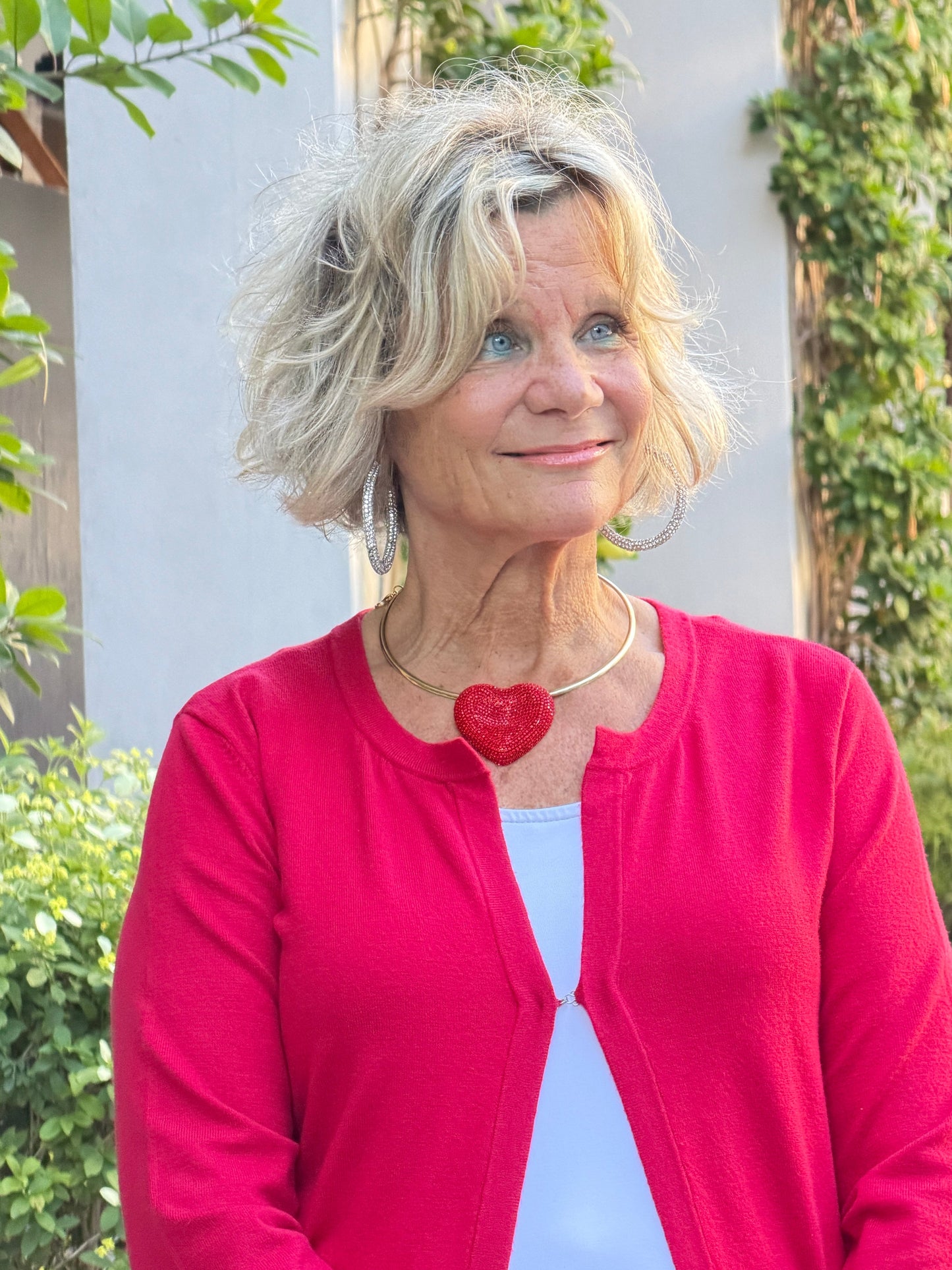 LULU B RED FRINGE CASHMERE SWEATER