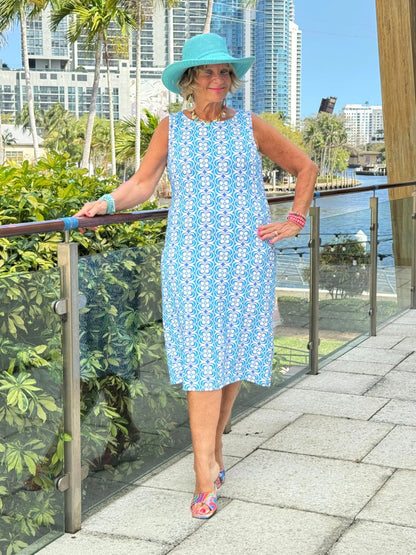 LULU B COASTAL BLOOM MIDI SHIFT MAXI DRESS
