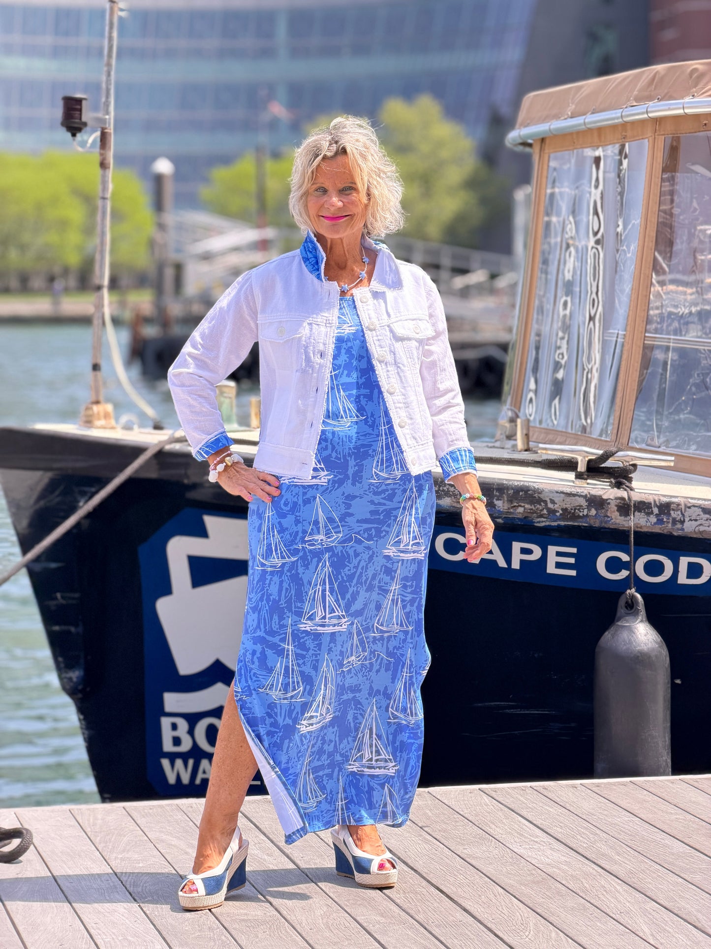 HARBOR BLUES SAILBOAT LINEN  JACKET