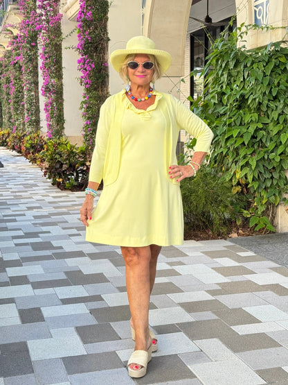LULU-B SOLID SUNSHINE RUFFLE DRESS