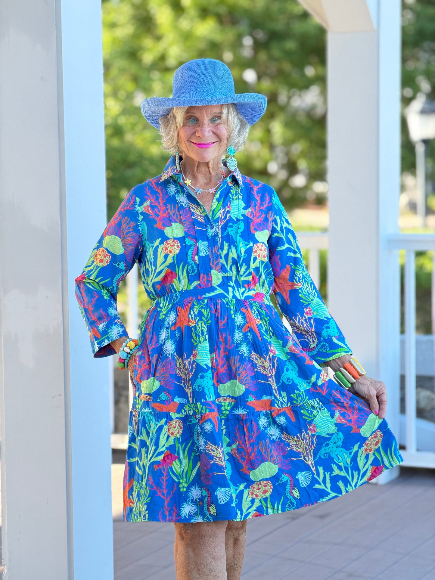 CORAL GARDEN COLLAR DRESS
