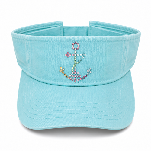 LIGHT AQUA ANCHOR BLING VISOR