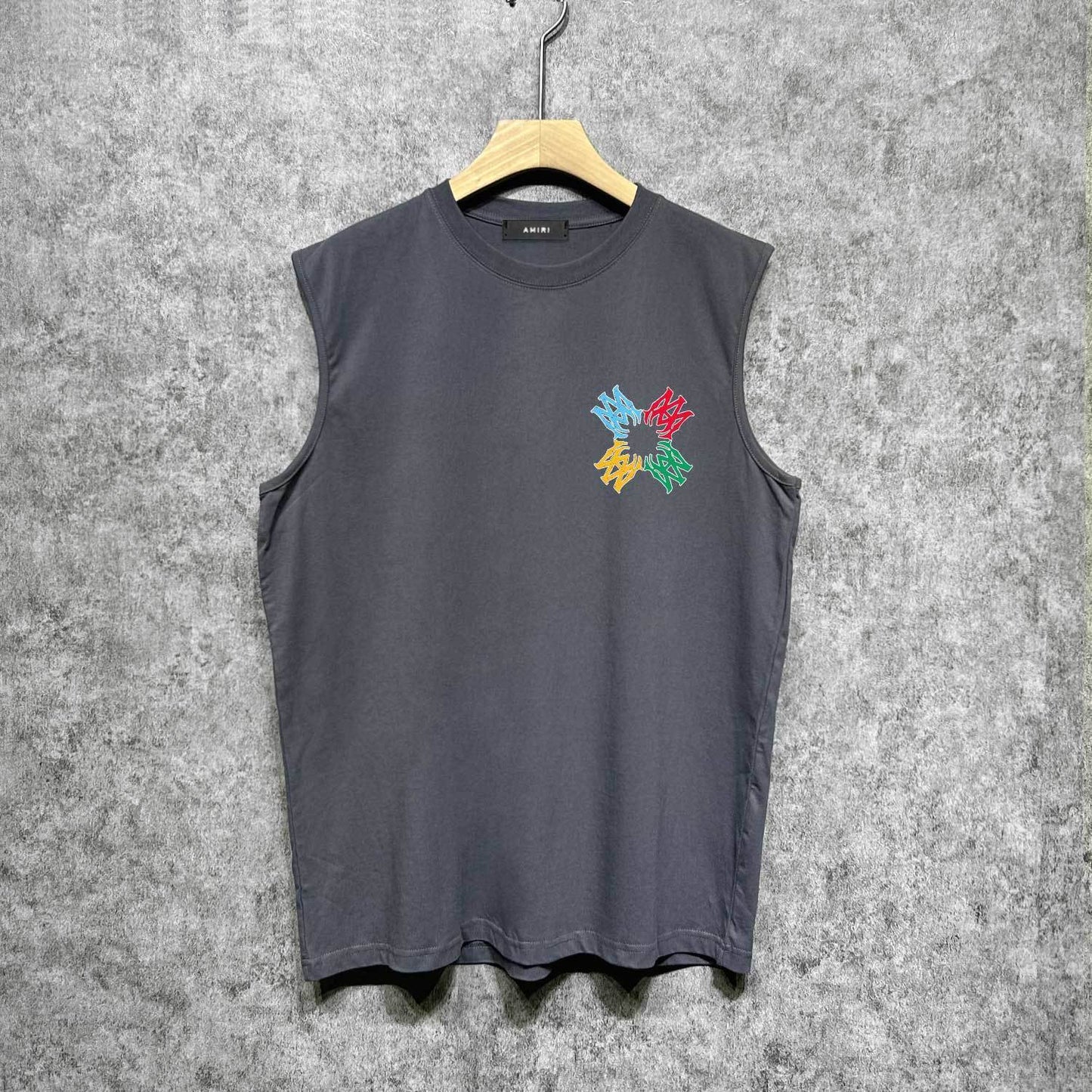 Amiri tank top color block simple logo set printing