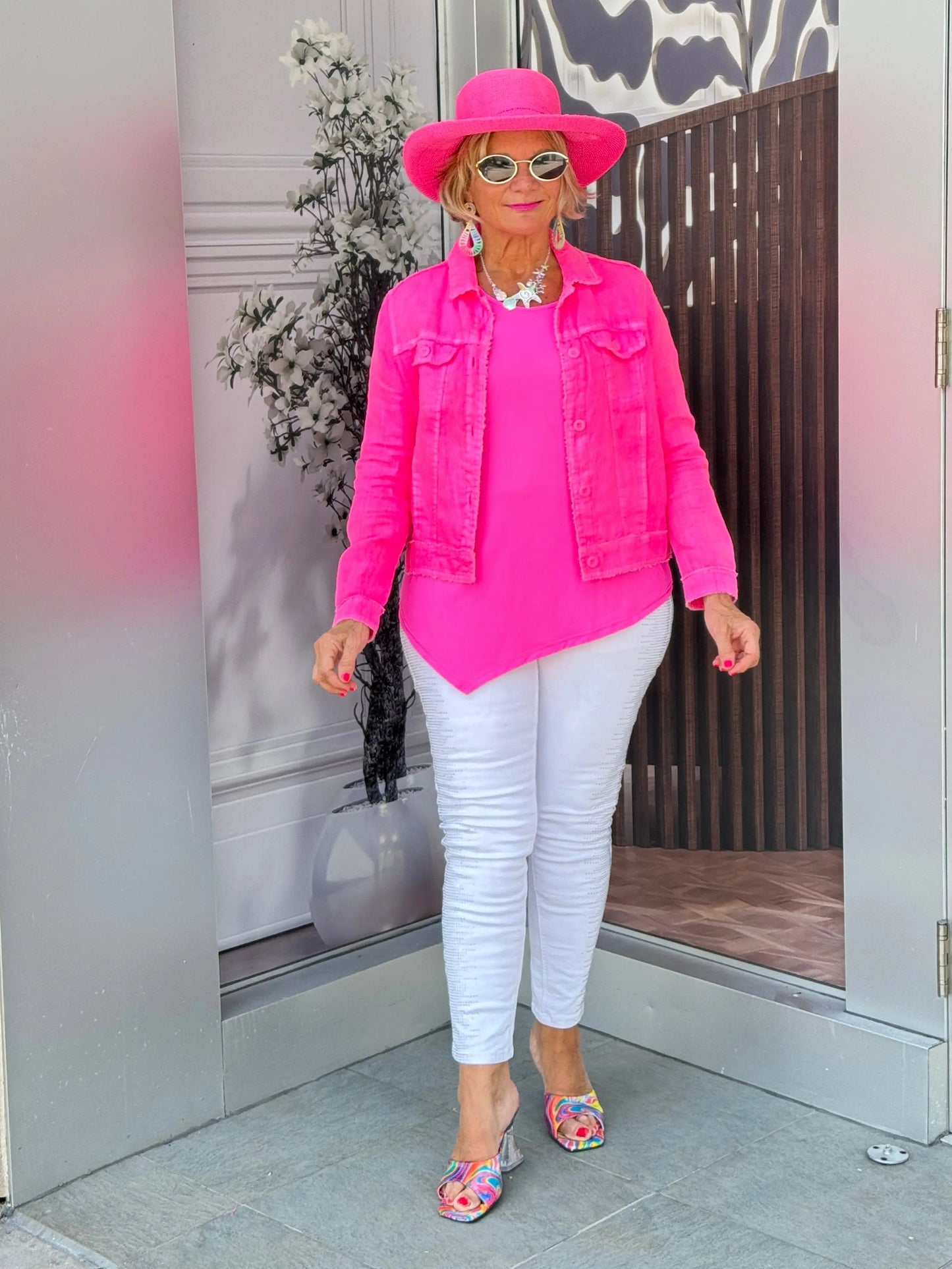 LULU B  HOT PINK LINEN JACKET