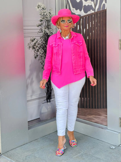 LULU B  HOT PINK LINEN JACKET