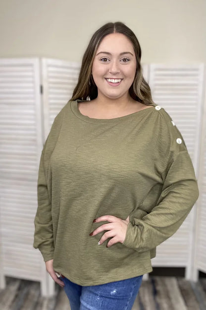 To The Side Women's Relaxed Ribbed Long Sleeve Top