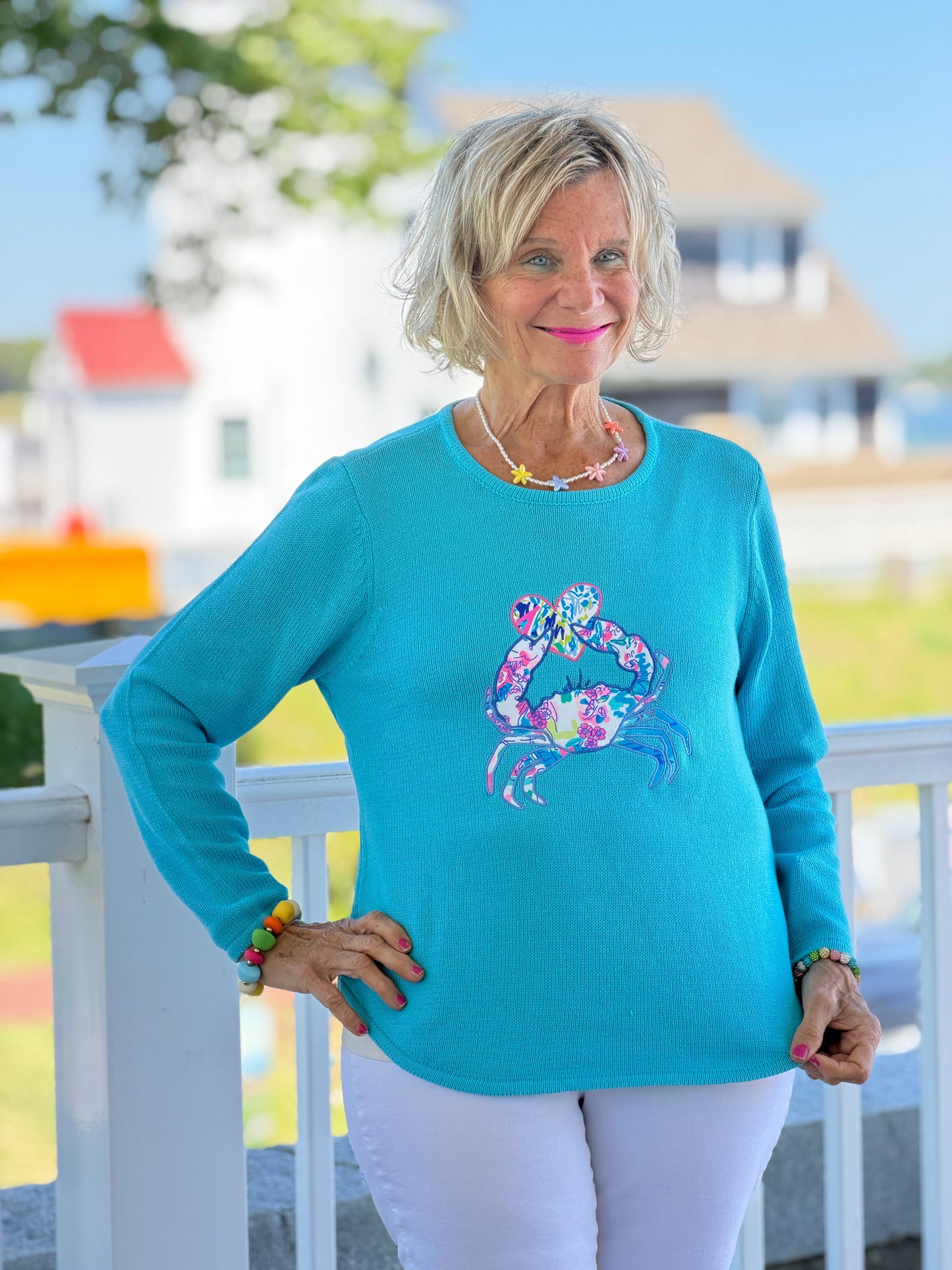 BEACH CLUB AQUA CRAB SWEATER
