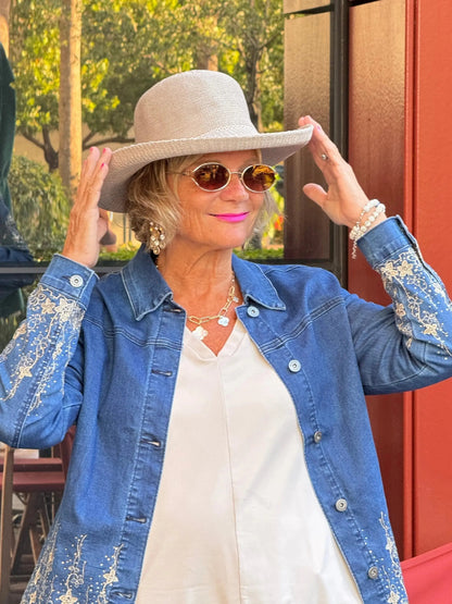 DENIM LACE FLOWER JACKET