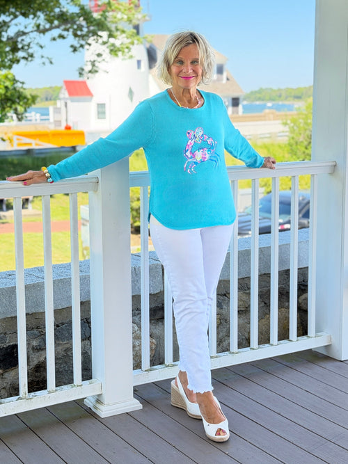 BEACH CLUB AQUA CRAB SWEATER