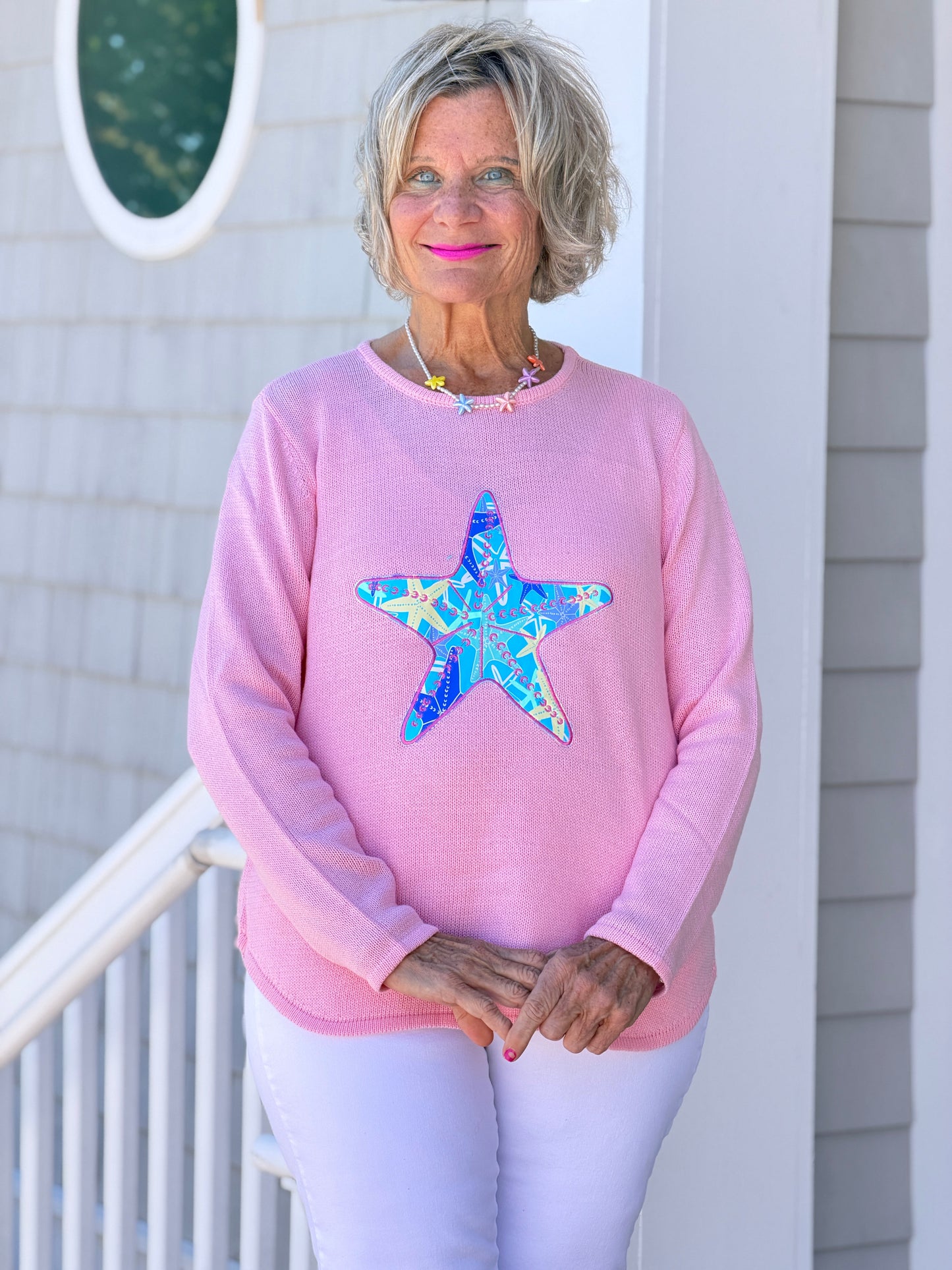 BEACH CLUB PINK STARFISH SWEATER
