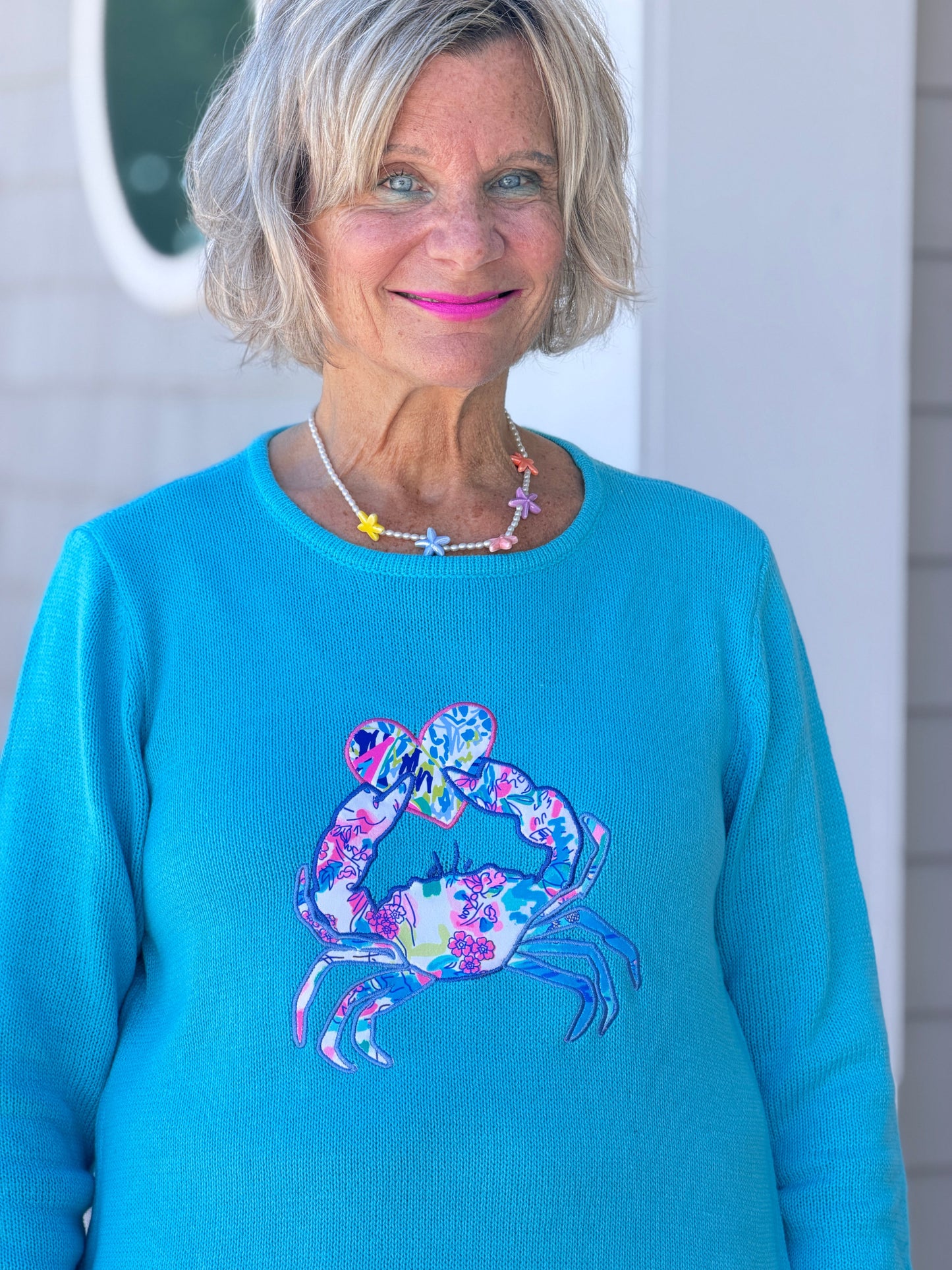 BEACH CLUB AQUA CRAB SWEATER