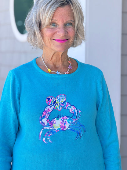 BEACH CLUB AQUA CRAB SWEATER