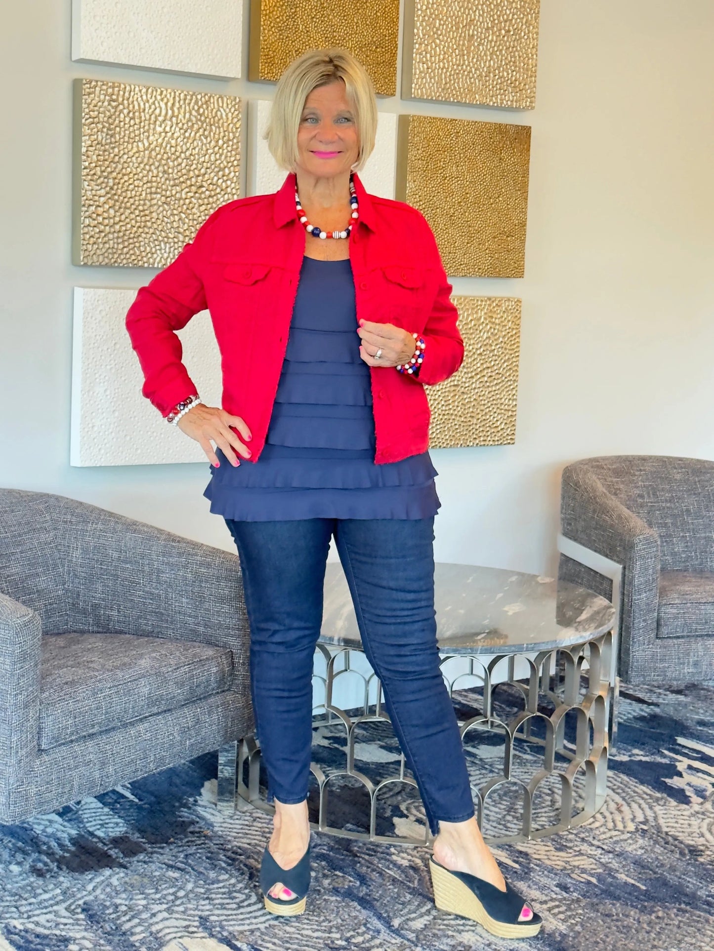 LULU B RED LINEN JACKET