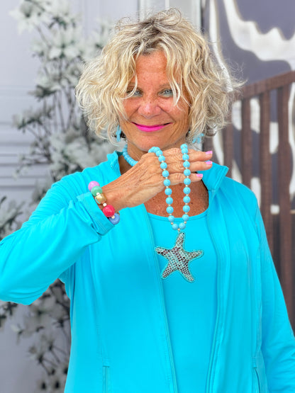 Long Turquoise Starfish Necklace Set