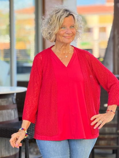 LULU B RED RUFFLE WRAP