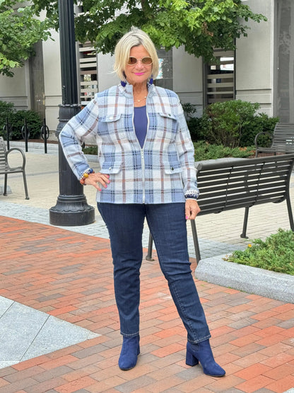 Cozy Plaid Full zipper jacket