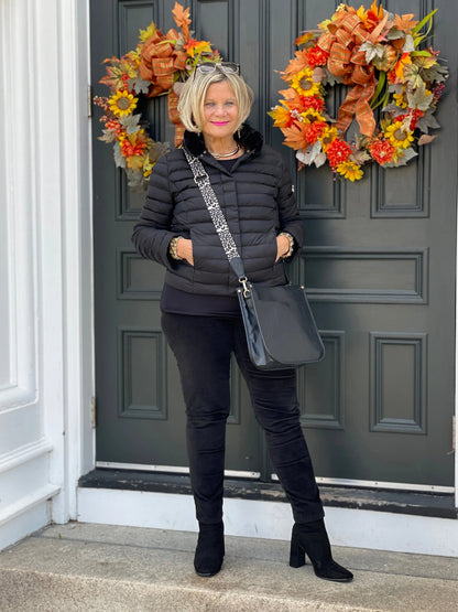 LULU-B PUFFER DOWN BLACK FAUX FUR JACKET
