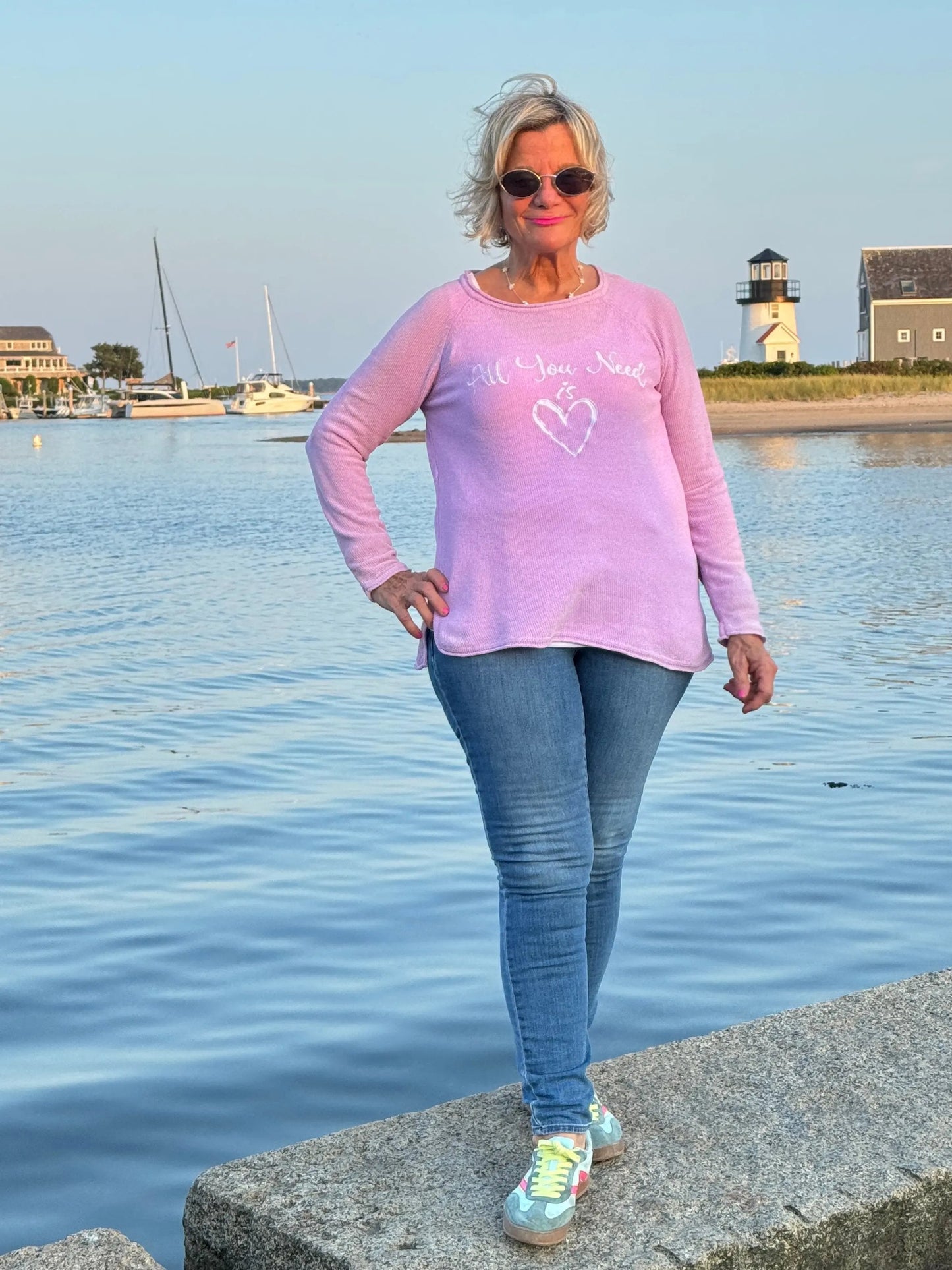 LULU-B LILAC ALL YOU NEED CREW NECK SWEATER