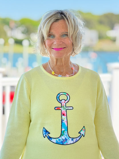 BEACH CLUB YELLOW CAPE COD ANCH0OR SWEATER