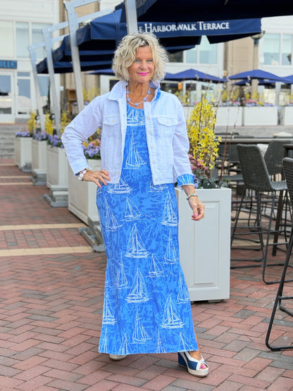 HARBOR BLUES SAILBOAT LINEN  JACKET