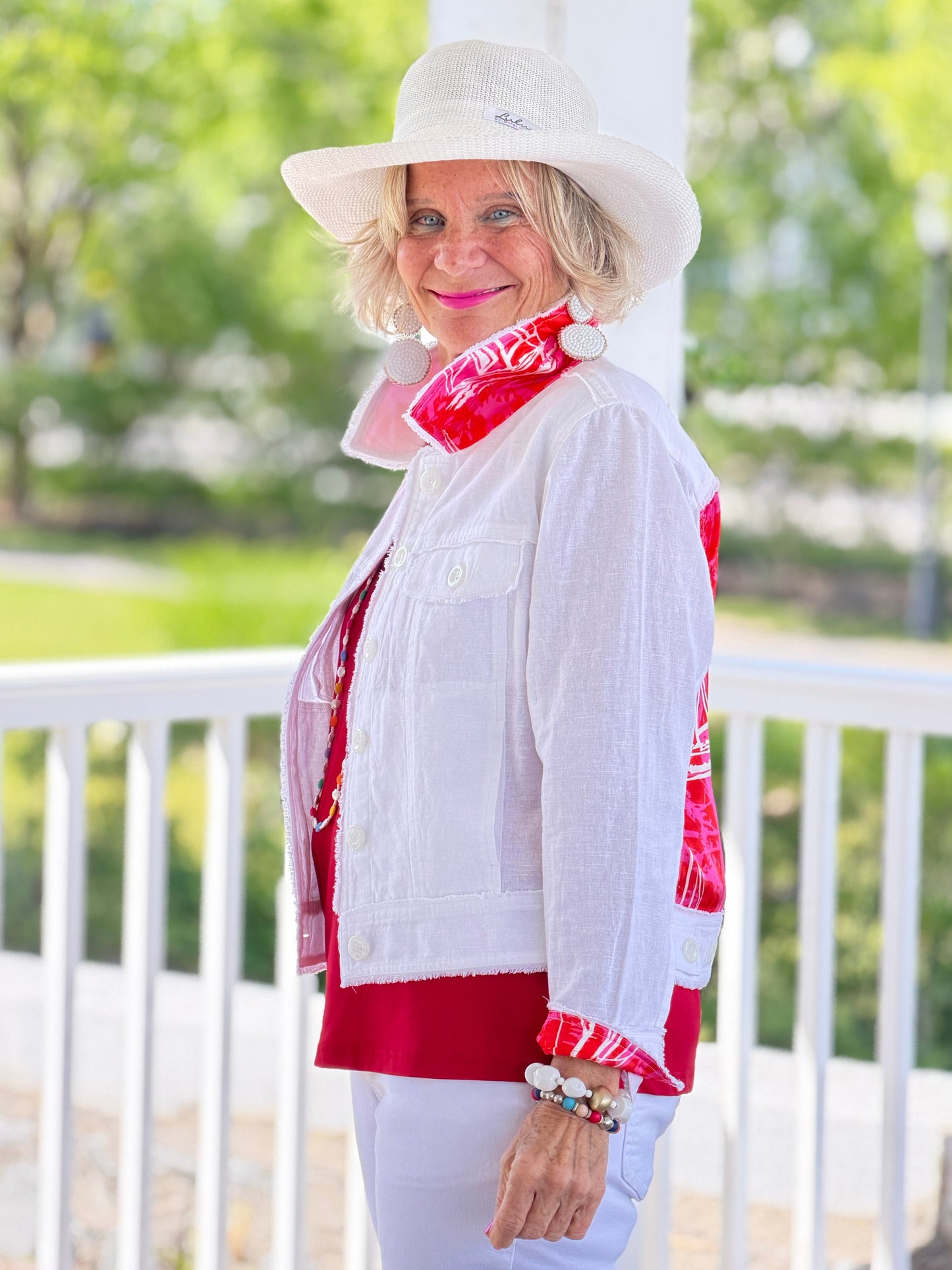 HARBOR LIGHTS RED LINEN JACKET