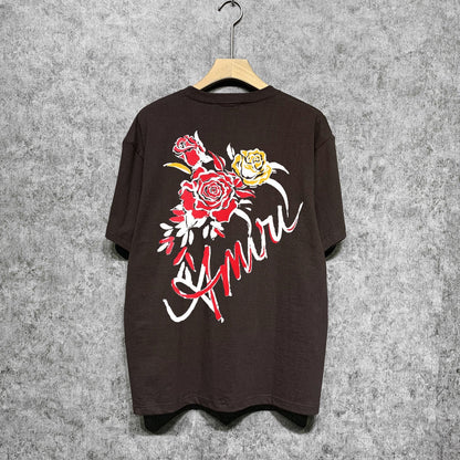 Amiri t shirts flower printing short sleeve