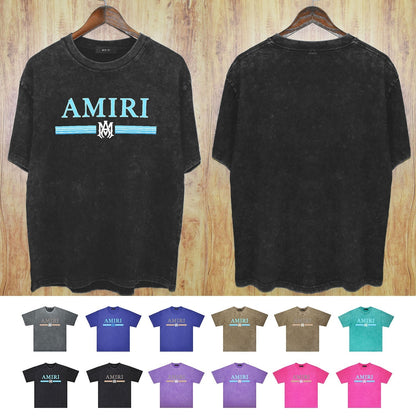 Amiri Washed Distressed T Shirt Printed Trendy Pure Cotton
