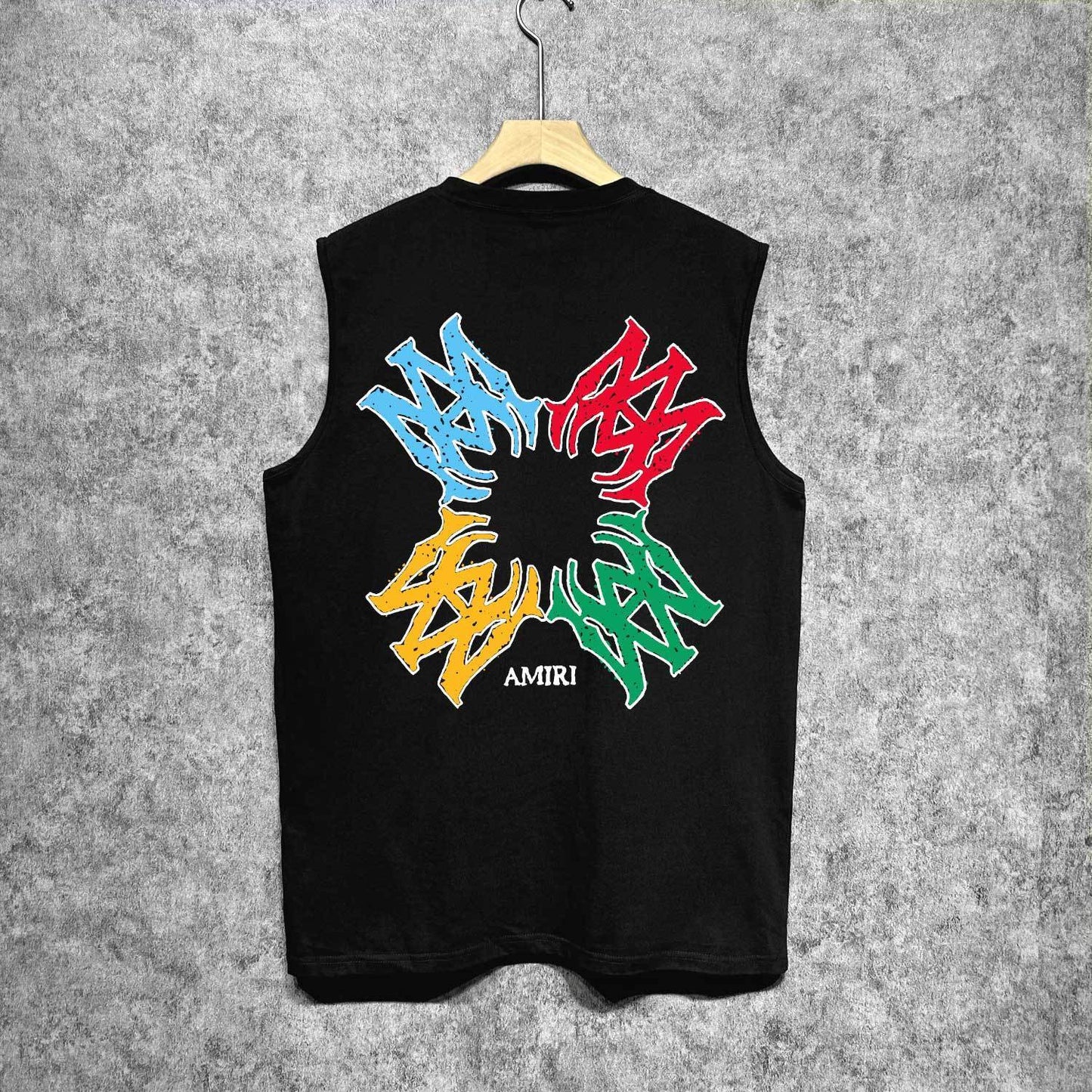 Amiri tank top color block simple logo set printing