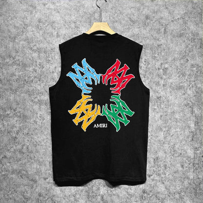 Amiri tank top color block simple logo set printing