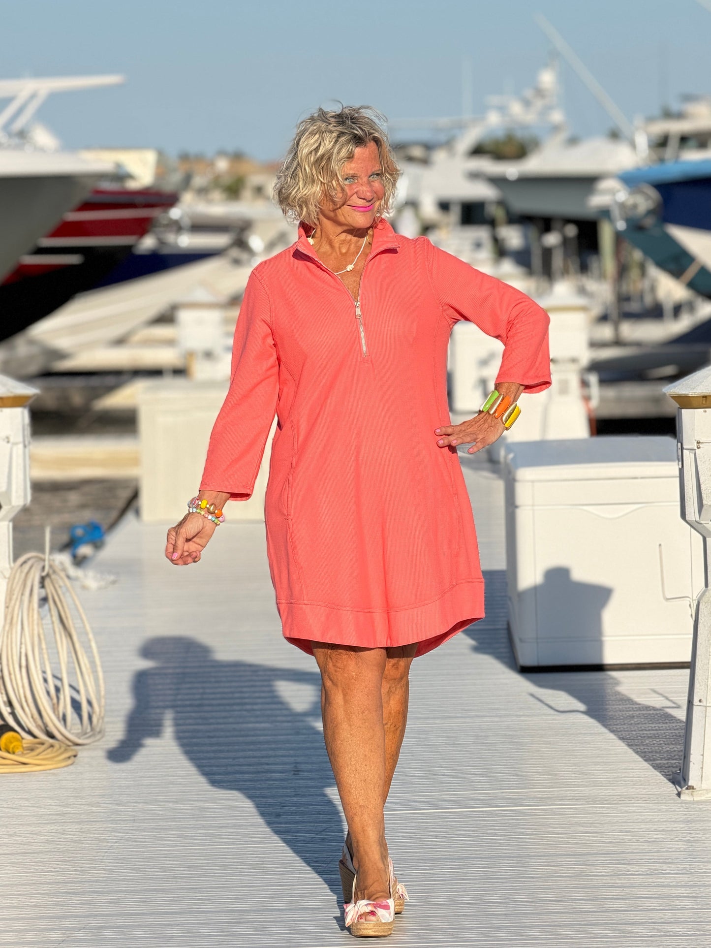 Lulu-b half zipper Salmon scuba dress
