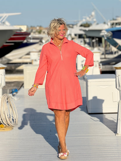 Lulu-b half zipper Salmon scuba dress