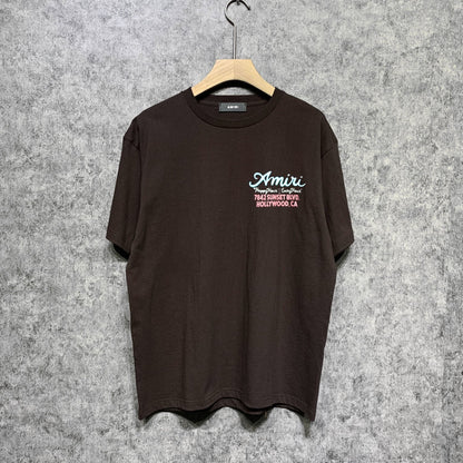 Amiri t shirts wine glass letterprinting short sleeves